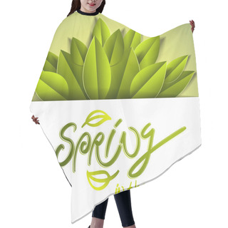 Personality  Spring Seasonal Greeting Card With Fresh Green Leaves, Vector De Hair Cutting Cape