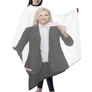 Personality  Businesswoman Holding A Pink Card Hair Cutting Cape