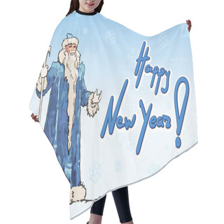 Personality  Blue Russian Grandfather Frost Sketch. Ded Moroz Hair Cutting Cape