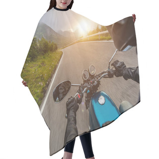 Personality  View From Motorcycle Driver Perspective In Sunset Hair Cutting Cape