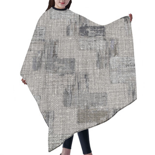 Personality  Rustic Mottled Charcoal Grey Abstract French Linen Texture Background. Worn Neutral Old Vintage Cloth Printed Fabric Textile. Distressed All Over Print . Irregular Uneven Stained Rough Grunge Effect. Hair Cutting Cape