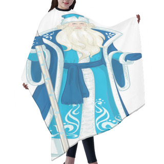Personality  Russian Christmas Character Father Frost In Blue Coat Cartoon Hair Cutting Cape