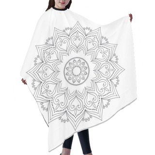 Personality  Hand Drawn Flower Mandala For Coloring Book. Black And White Ethnic Henna Pattern. Indian, Asian, Arabic, Islamic, Ottoman, Moroccan Motif. Vector Illustration. Hair Cutting Cape