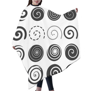 Personality  Set Of Spiral Motion Elements, Black Isolated Objects, Vectors Hair Cutting Cape