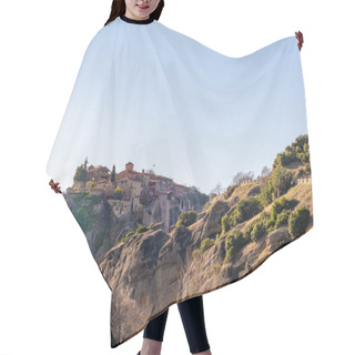 Personality  Sunshine On Rock Formations With Orthodox Monastery In Meteora  Hair Cutting Cape
