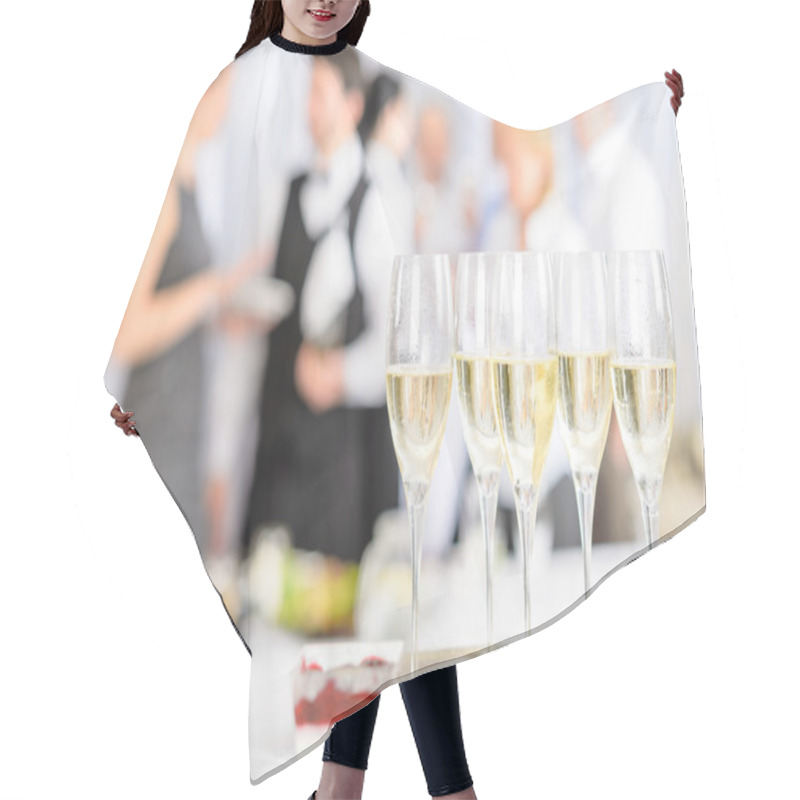 Personality  Aperitif champagne for meeting participants hair cutting cape