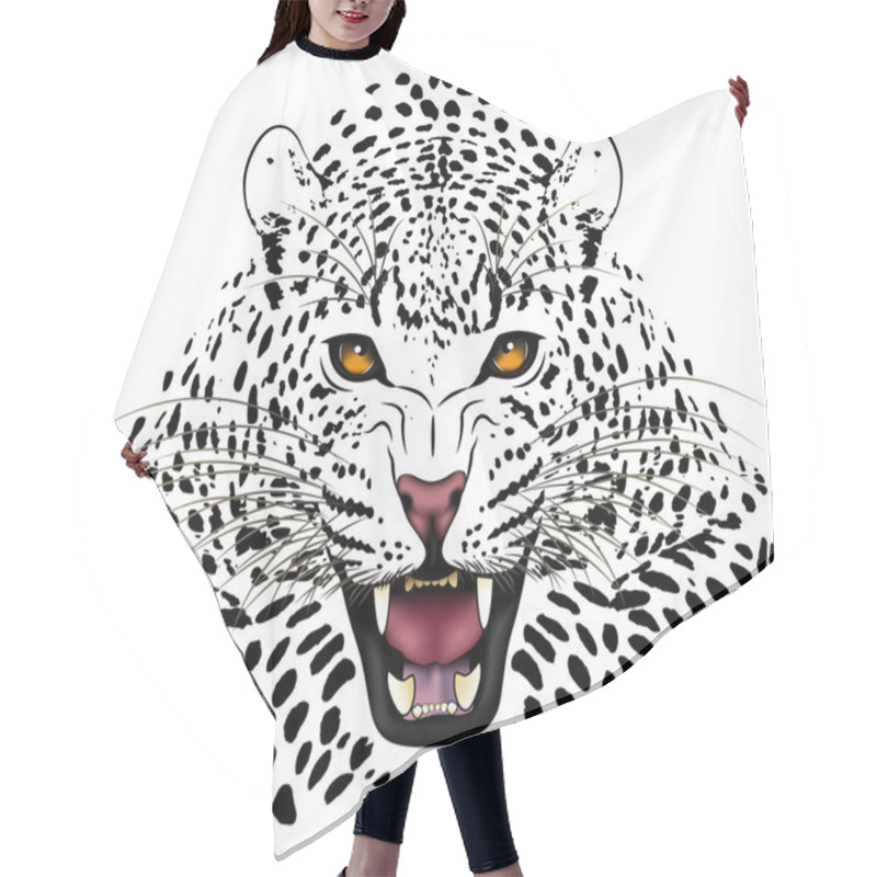 Personality  Vector Leopard Executed In The Form Of A Tattoo Hair Cutting Cape