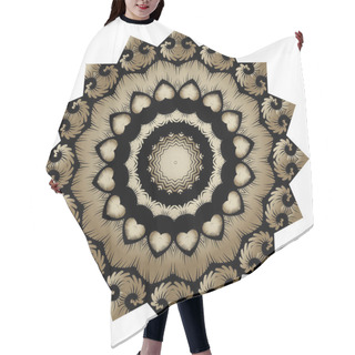 Personality  Gold Embroidery Zig Zag Floral Mandala Pattern. Colorful Tapestry Ethnic Ornaments. Isolated Design On White. Beautiful Textured Zigzag Ornament. Grunge Lines, Swirls, Circles, Frames, Flowers. Hair Cutting Cape