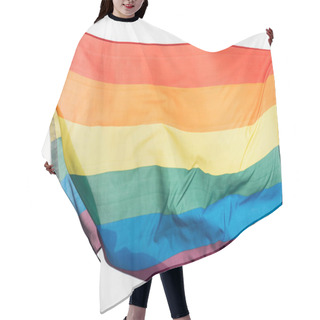 Personality  Waving Lgbt Rainbow Flag Isolated On White Hair Cutting Cape