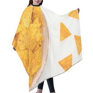 Personality  Collage Of Corn Nachos In Bowl On White Background Hair Cutting Cape