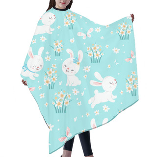 Personality  Spring Easter Background With Bunnies Hair Cutting Cape