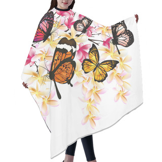Personality  Colorful Vector Background With Realistic Tropical Butterflies A Hair Cutting Cape