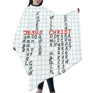 Personality  Information About Jesus Christ, Decorated In The Form Of A Crossword Puzzle Hair Cutting Cape
