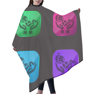 Personality  Baby Four Color Glass Button Icon Hair Cutting Cape