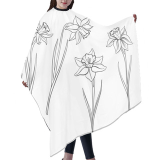 Personality  Vector Drawing Flowers Hair Cutting Cape