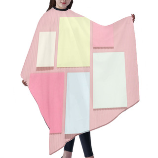 Personality  Top View Of Empty Colorful Stick It Notes On Pink  Hair Cutting Cape