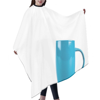 Personality  Big Blue Ceramic Cup Isolated On White Background Hair Cutting Cape