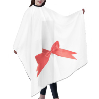Personality  Rolled Student's Diploma With Red Ribbon Isolated On White Hair Cutting Cape