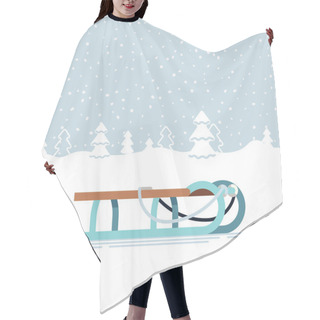 Personality  Lovely Snowy Winter Landscape With Classic Sleigh. Winter Holiday Festive Season Outdoors Activities And Recreation Hair Cutting Cape