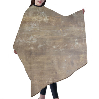 Personality  Top View Of Old Shabby Wooden Tabletop Background Hair Cutting Cape