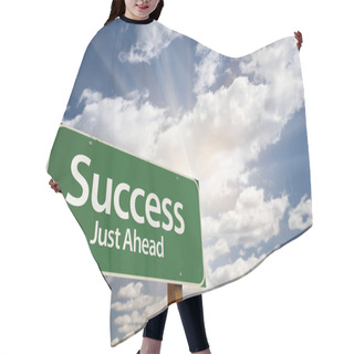 Personality  Success Green Road Sign Against Clouds Hair Cutting Cape