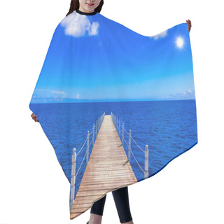 Personality  Wooden Bridge Juts Out Into  Of The Sea Hair Cutting Cape