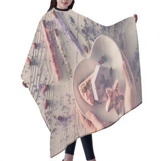 Personality  Heart Shaped Plate With Soap Hair Cutting Cape