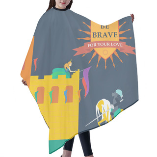 Personality  Knight And Princess In Trendy Flat Style Hair Cutting Cape