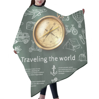 Personality  World Travel Poster With Compass Hair Cutting Cape