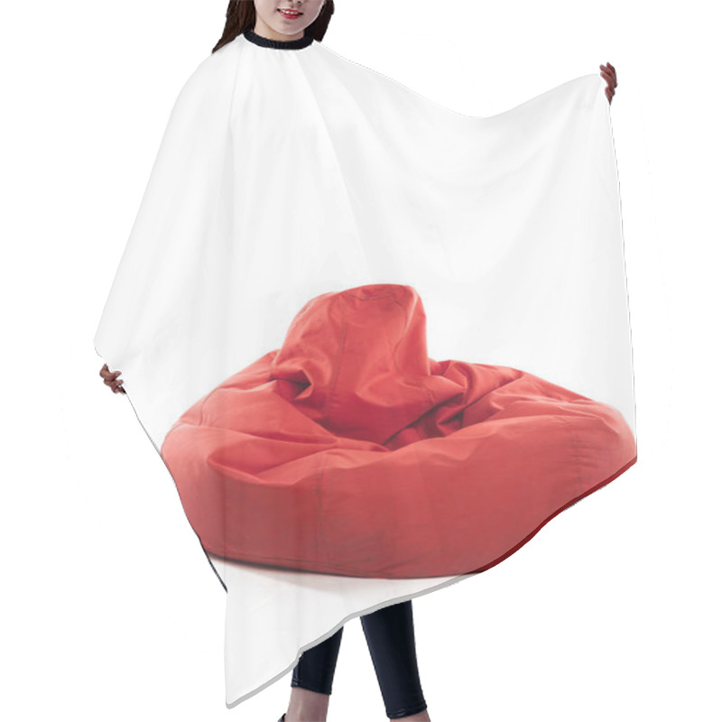 Personality  Red Bean Bag Chair On White Background Hair Cutting Cape