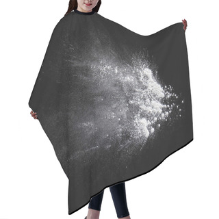 Personality  Color Powder White Splashes  Dust On A Black Background. Hair Cutting Cape