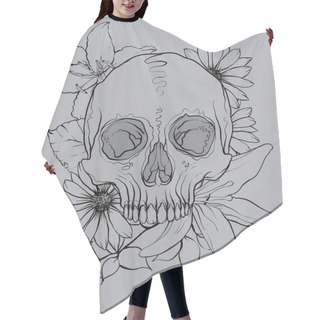 Personality  Skull Wirh Flowers - Stock Illustrations Hair Cutting Cape