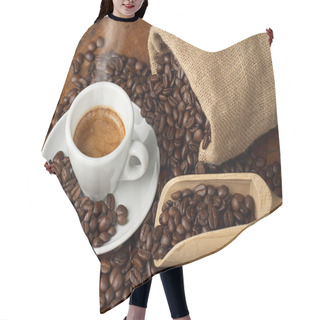Personality  Coffee Cup With Jute Bag And Spoon Full Of Coffee Beans Hair Cutting Cape