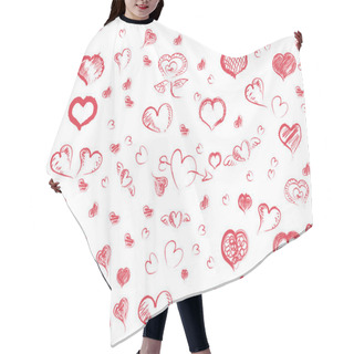 Personality  Doodle Red Hearts  Pattern Hair Cutting Cape