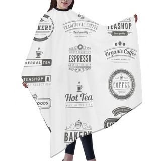 Personality  Coffee Retro Vintage Labels Logo Design Vector Typography Letter Hair Cutting Cape