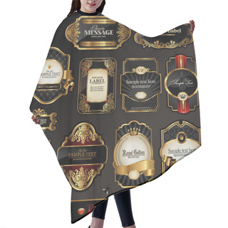 Personality  Black Gold Framed Labels Hair Cutting Cape