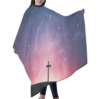 Personality  Wooden Cross Over Abstract Sky Background. Christian Concept Hair Cutting Cape