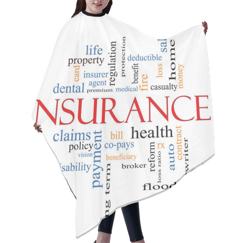 Personality  Insurance Word Cloud Concept Hair Cutting Cape