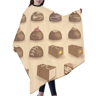 Personality  Vector Set Of Chocolate Candies Hair Cutting Cape