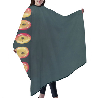 Personality  Top View Of Arranged Fresh Apples Isolated On Black Hair Cutting Cape