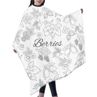 Personality  Hand Drawn Outline Berries Isolated. Round Set. Hair Cutting Cape