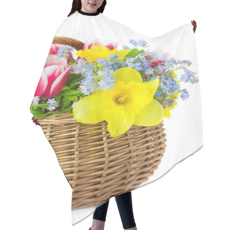 Personality  Bouquet Of Spring Flowers In Basket - Isolated Hair Cutting Cape