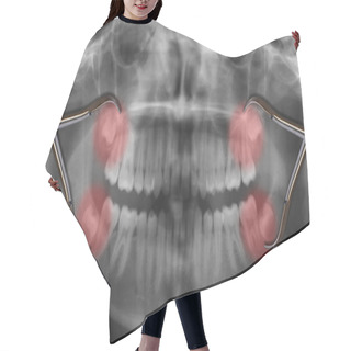 Personality  Display Four Wisdom Teeth Over X-ray Hair Cutting Cape