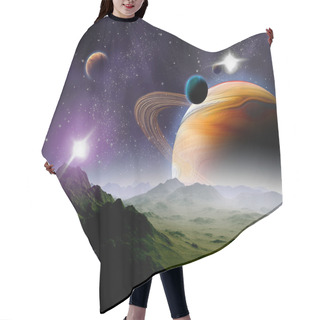 Personality  Abstract Background Of Deep Space. In The Far Future Travel. New Hair Cutting Cape
