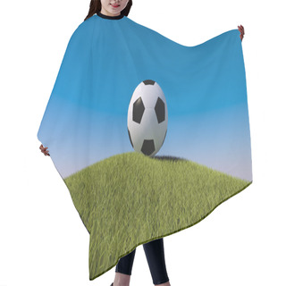 Personality  Soccer Ball On A Grassy Hill. 3d Render Hair Cutting Cape