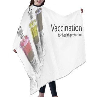 Personality  Vaccination. Syringes With Vaccine And Space For Text Hair Cutting Cape