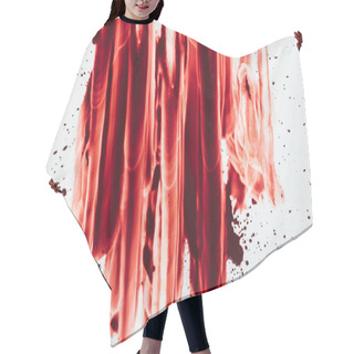 Personality  Top View Of Blood Blots Smeared Down On White Hair Cutting Cape