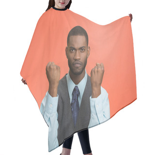 Personality  Angry Man With Fists Up In Air Hair Cutting Cape