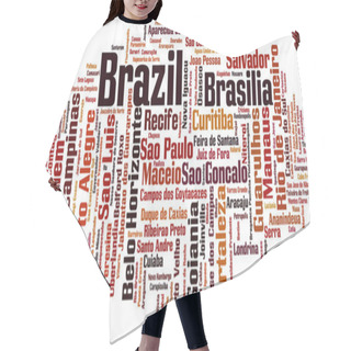 Personality  Cities In Brazil Word Cloud Concept. Vector Illustration Hair Cutting Cape