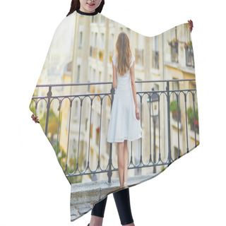 Personality  Beautiful Young Woman Enjoying Scenic View Of Paris, France Hair Cutting Cape